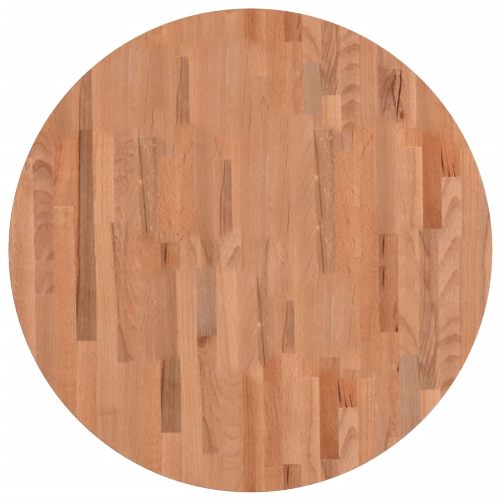 Piano per Tavolo Ã˜80x4 cm Rotondo in Legno Massello di Faggio