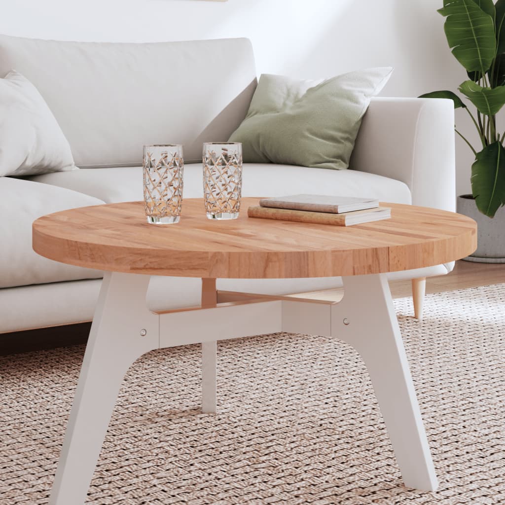 Piano per Tavolo Ã˜80x4 cm Rotondo in Legno Massello di Faggio