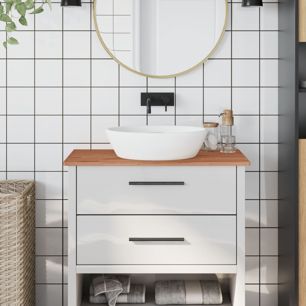 Piano Bagno 80x40x1,5 cm Legno Massello di Faggio
