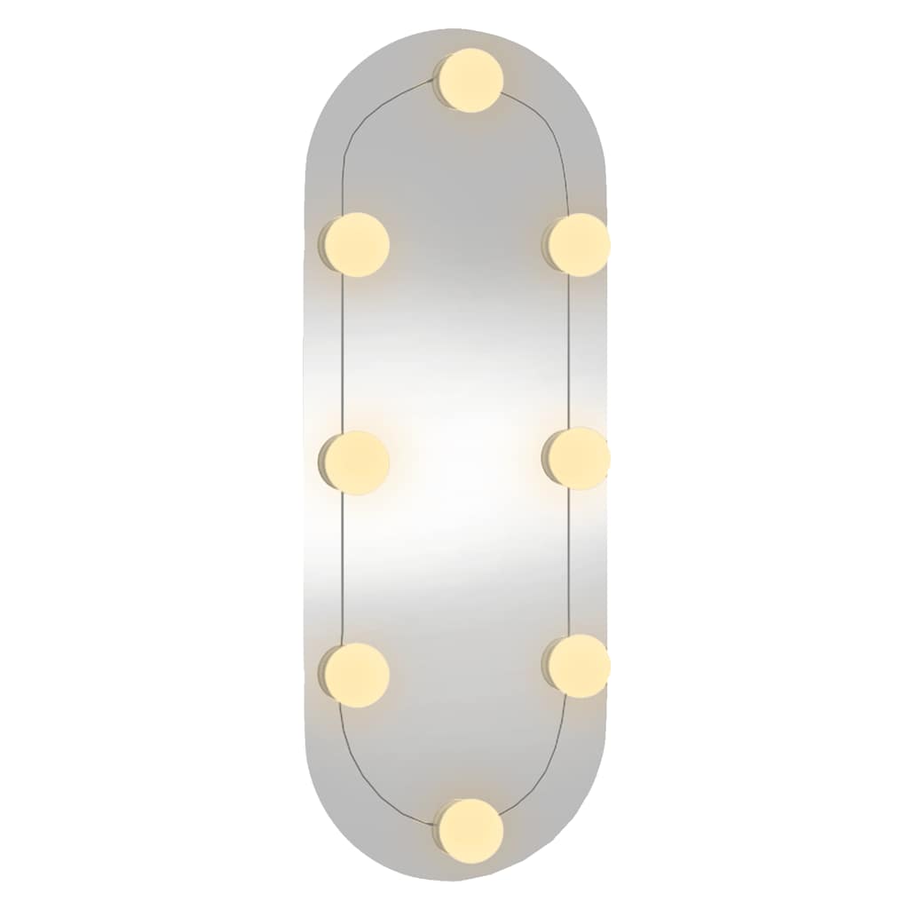 Specchio da Parete con Luci LED 20x50 cm Vetro Ovale