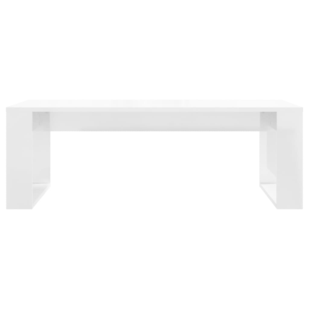 Tavolino da Salotto Bianco Lucido 102x50x35cm Legno Multistrato