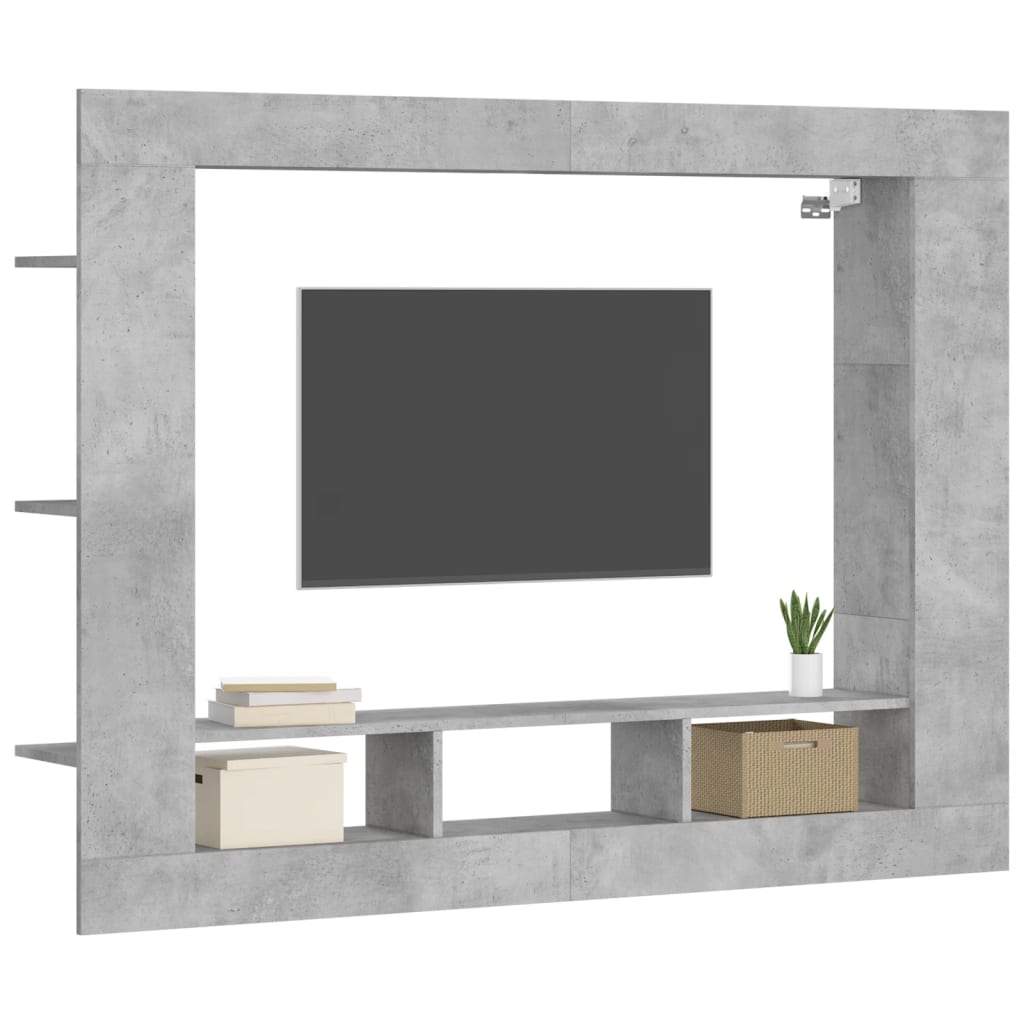 Mobile Porta TV Grigio Cemento 152x22x113 cm Legno Multistrato