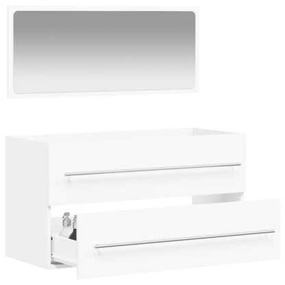 Mobile da Bagno con Specchio Bianco in Legno Multistrato