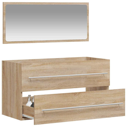 Mobile da Bagno con Specchio Rovere Sonoma in Legno Multistrato