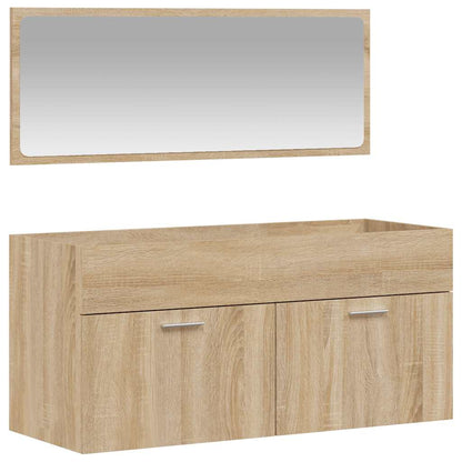 Mobile da Bagno con Specchio Rovere Sonoma in Legno Multistrato