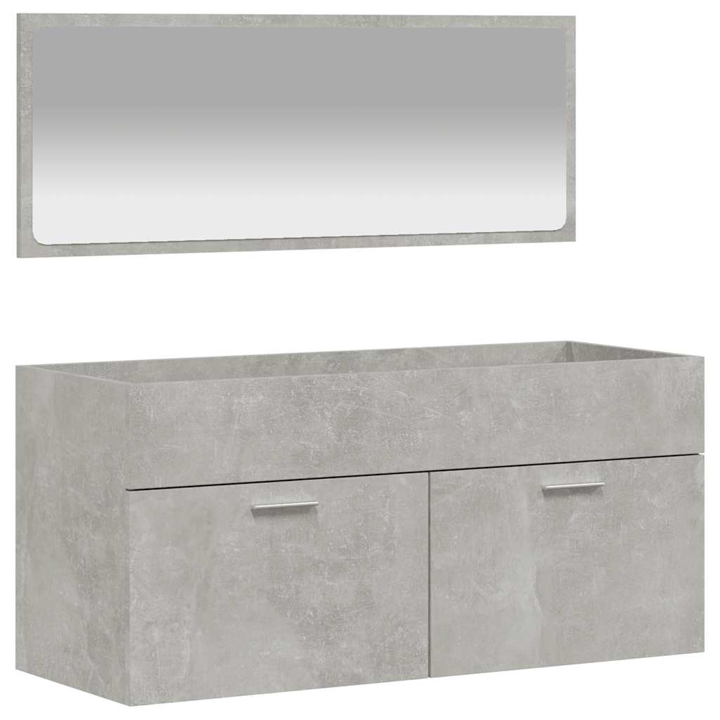 Mobile da Bagno con Specchio Grigio Cemento Legno Multistrato