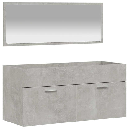 Mobile da Bagno con Specchio Grigio Cemento Legno Multistrato