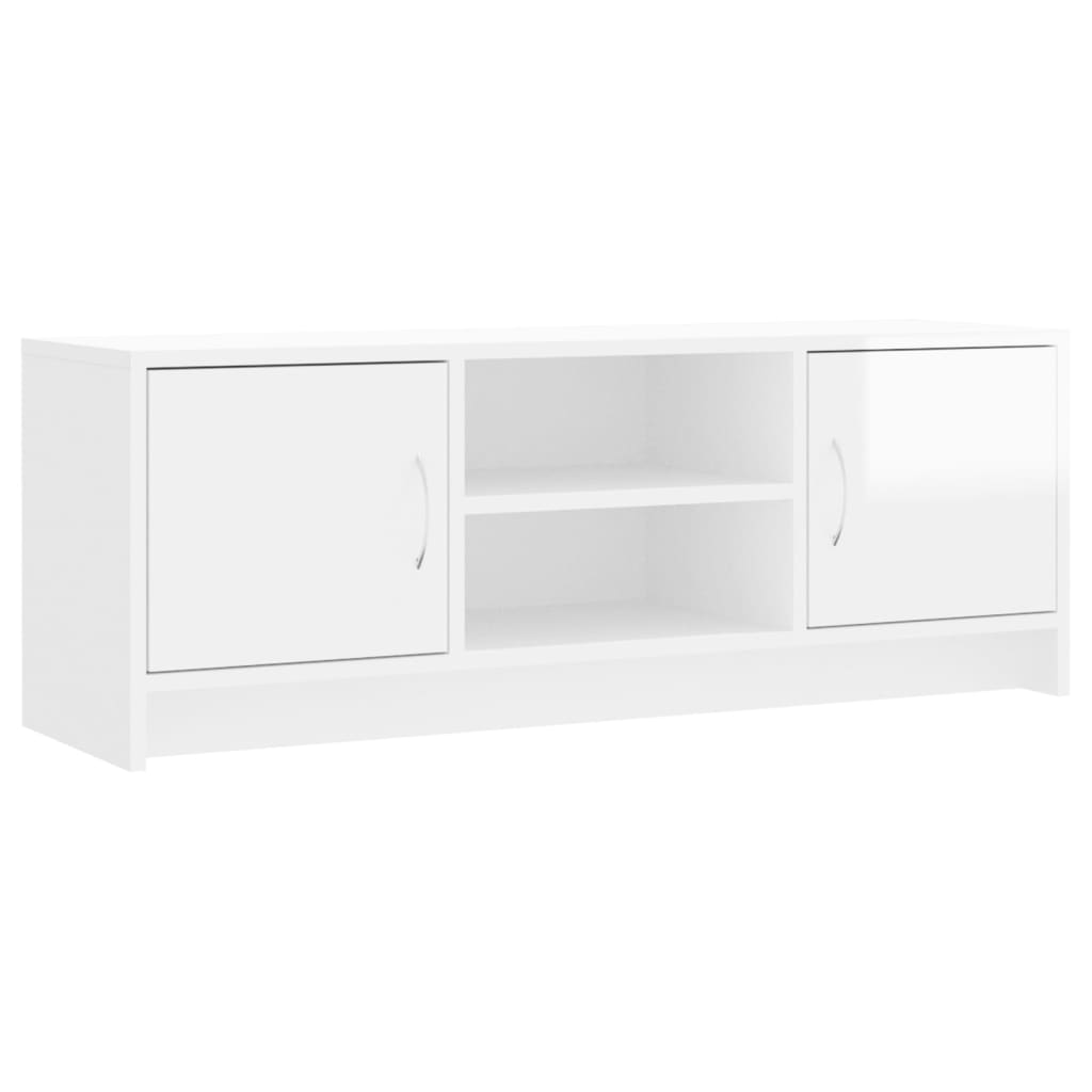 Mobile Porta TV Bianco Lucido 102x30x37,5 cm Legno Multistrato