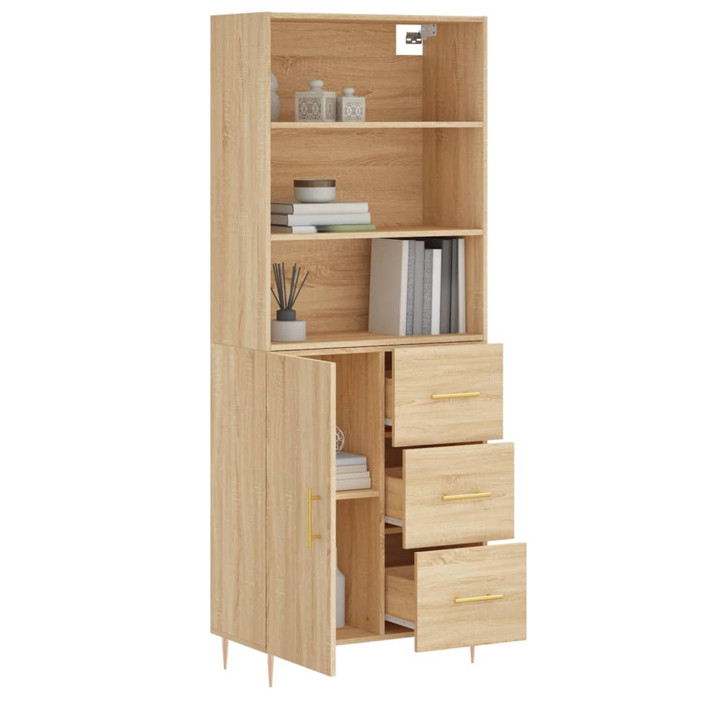 Credenza Rovere Sonoma 69,5x34x180 cm in Legno Multistrato