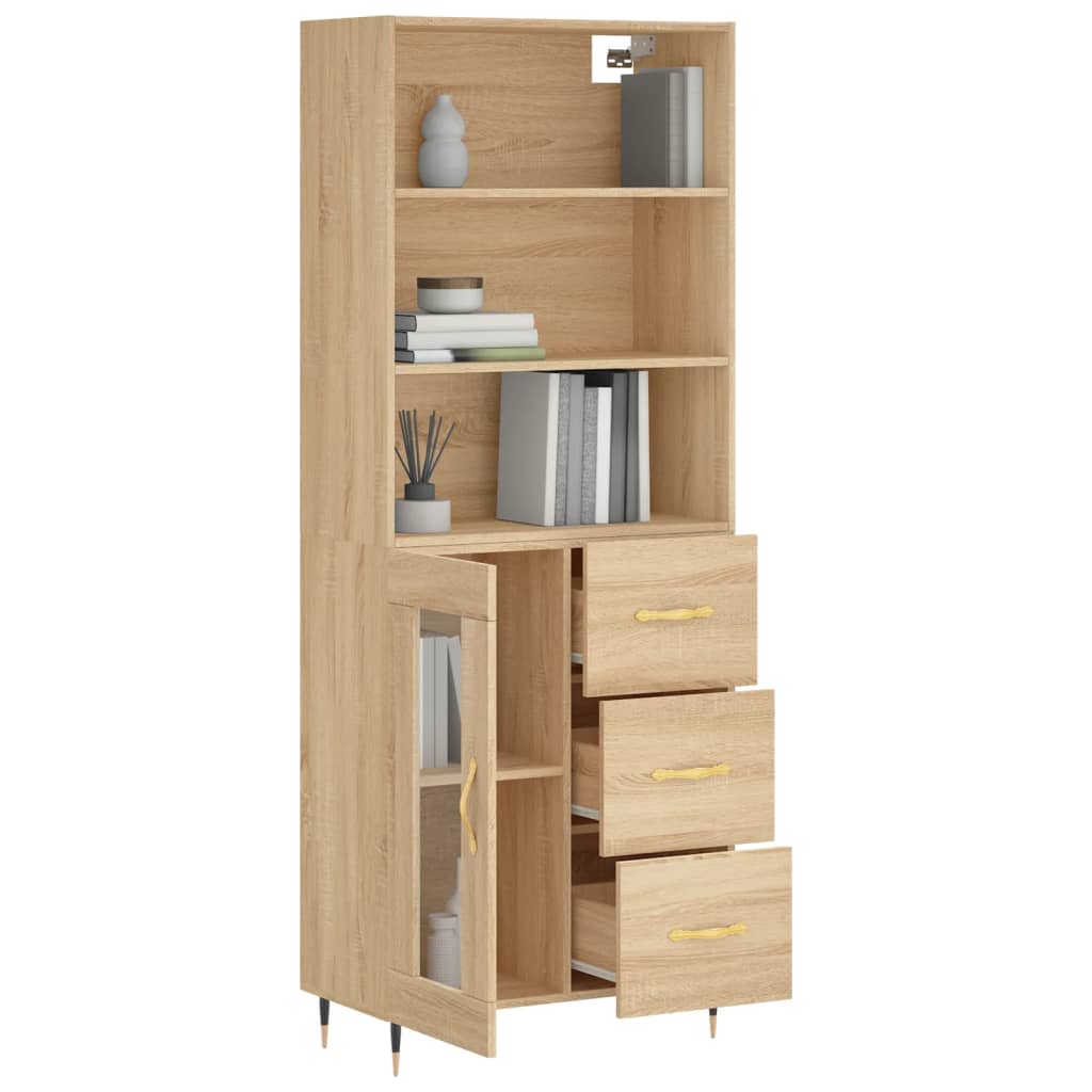 Credenza Rovere Sonoma 69,5x34x180 cm in Legno Multistrato