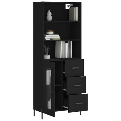 Credenza Nera 69,5x34x180 cm in Legno Multistrato