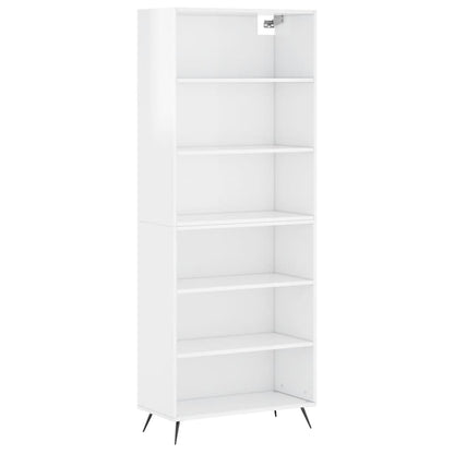 Credenza Bianco Lucido 69,5x32,5x180 cm Legno Multistrato