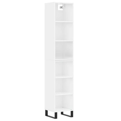 Credenza 34,5x32,5x180 cm in Legno Multistrato Bianco Lucido