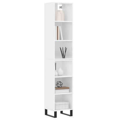 Credenza 34,5x32,5x180 cm in Legno Multistrato Bianco Lucido