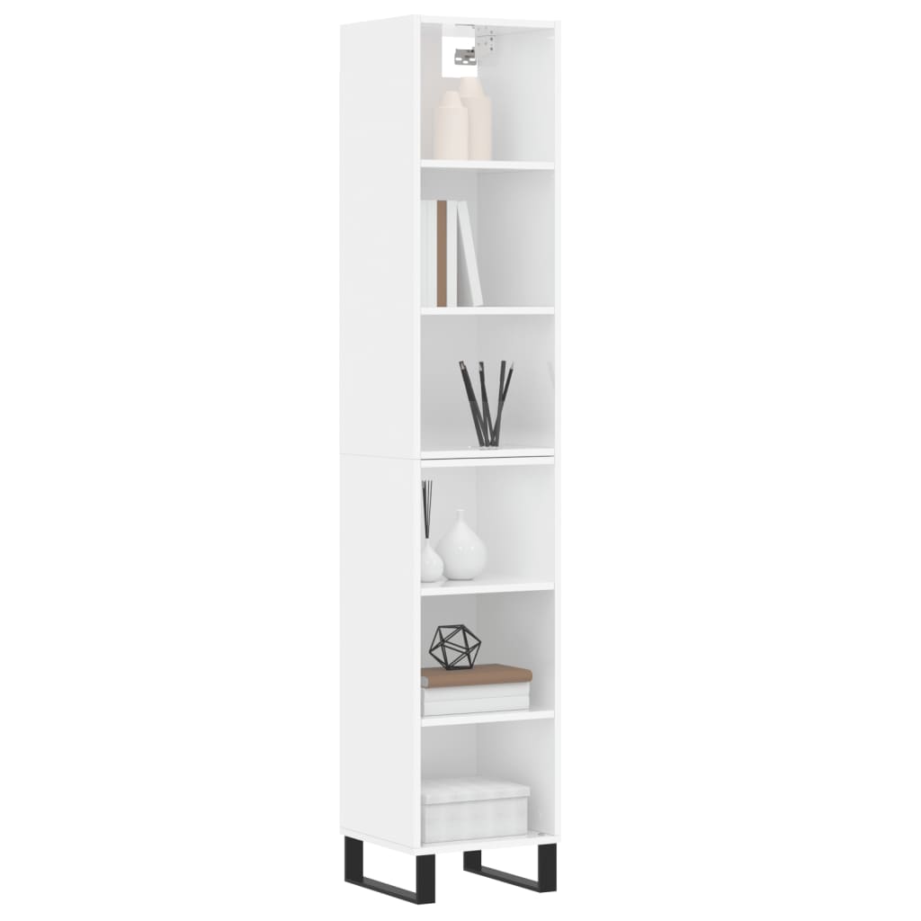 Credenza 34,5x32,5x180 cm in Legno Multistrato Bianco Lucido