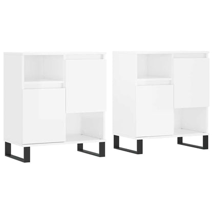 Credenze 2 pz Bianco Lucido in Legno Multistrato