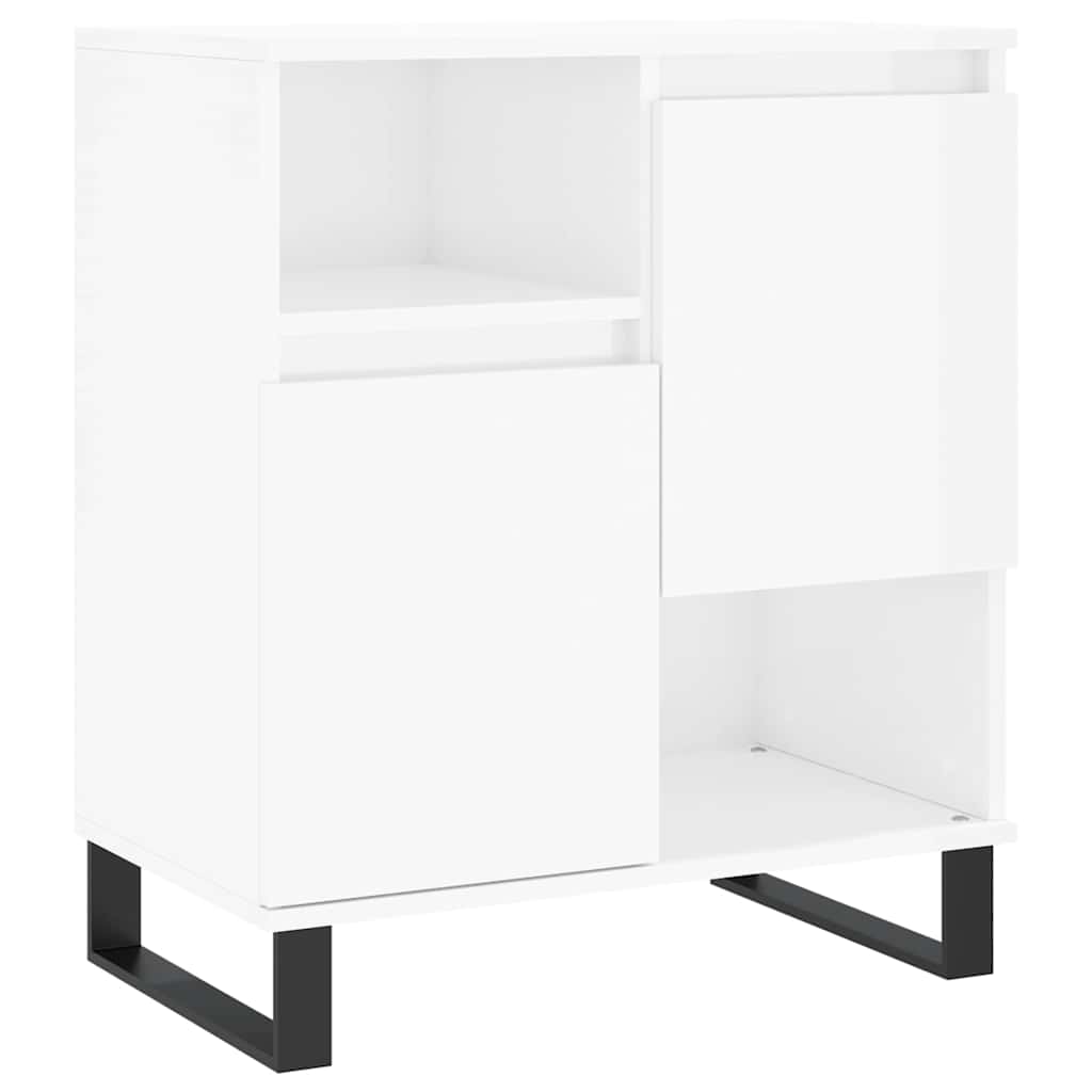 Credenze 2 pz Bianco Lucido in Legno Multistrato