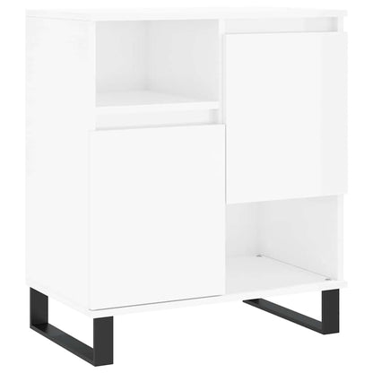 Credenze 2 pz Bianco Lucido in Legno Multistrato
