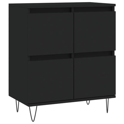 Credenze 2 pz Nere in Legno Multistrato
