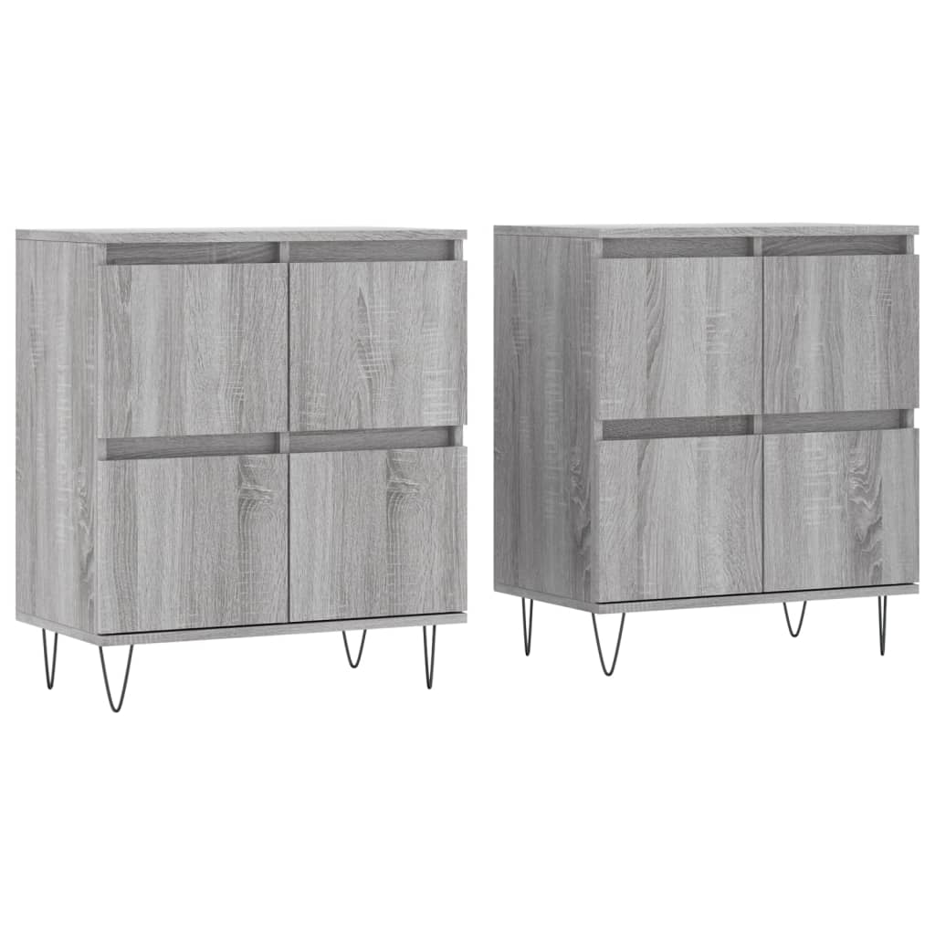 Credenze 2 pz Grigio Sonoma in Legno Multistrato