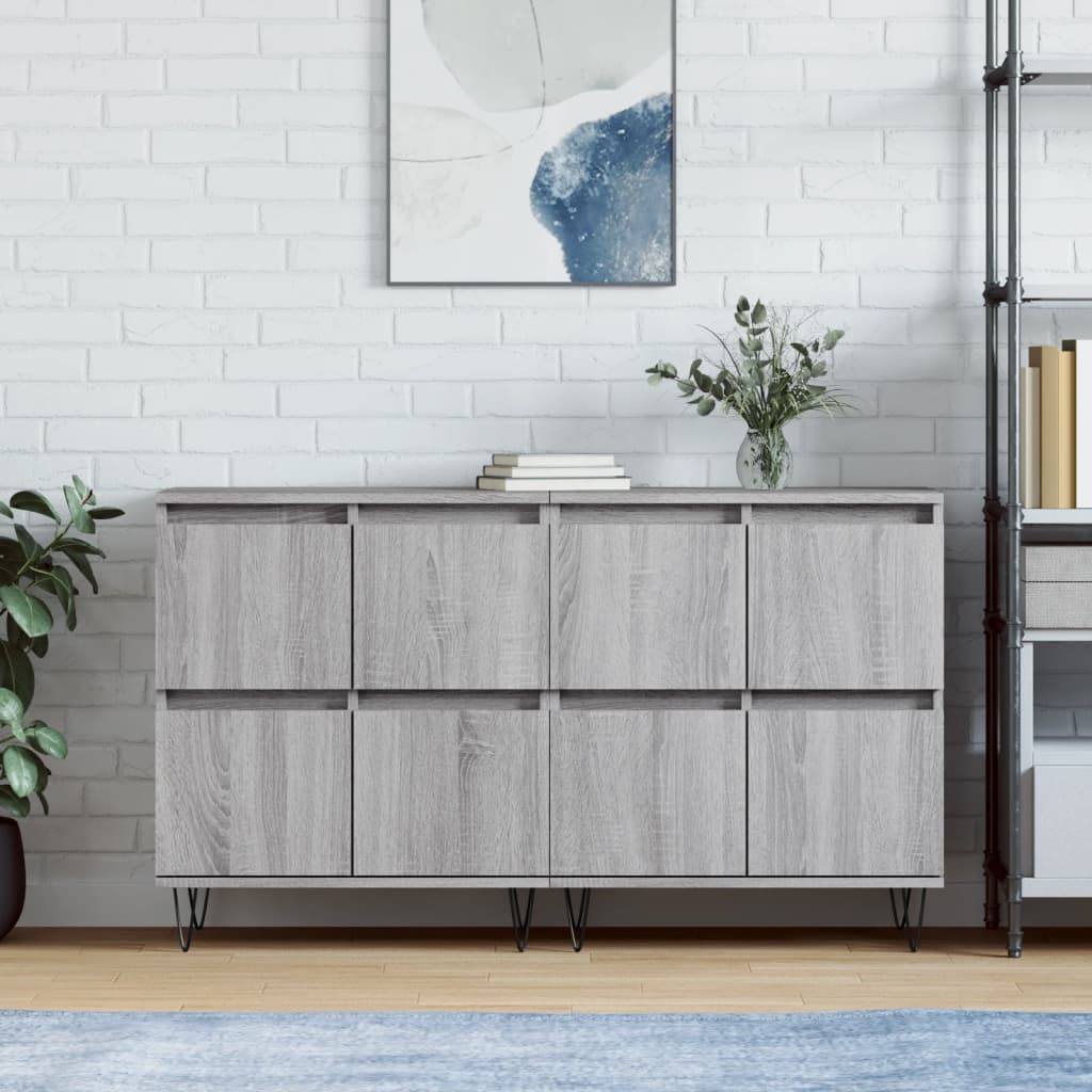 Credenze 2 pz Grigio Sonoma in Legno Multistrato