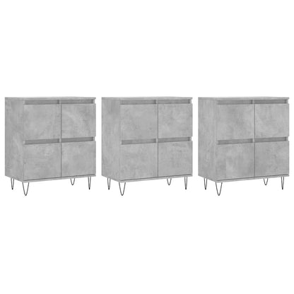 Credenze 3 pz Grigio Cemento in Legno Multistrato