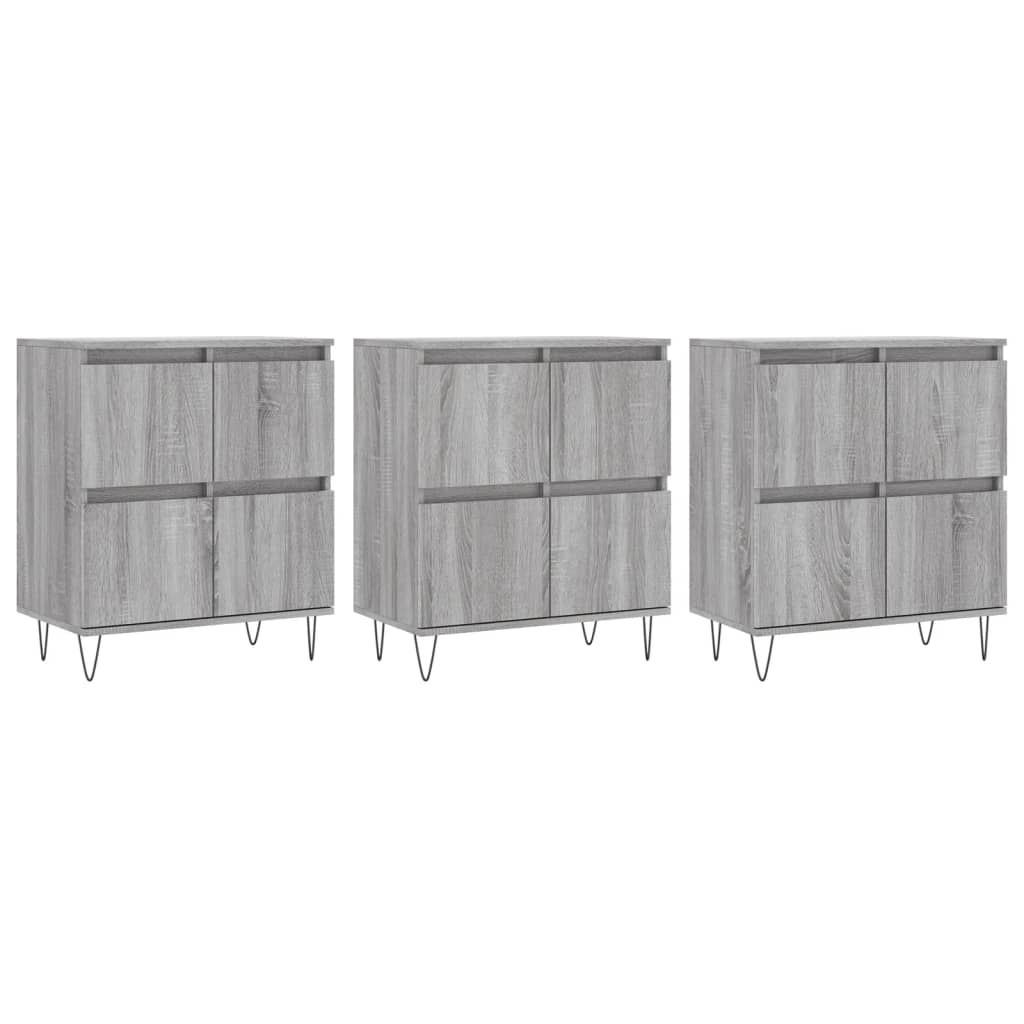 Credenze 3 pz Grigio Sonoma in Legno Multistrato