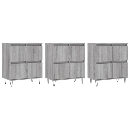 Credenze 3 pz Grigio Sonoma in Legno Multistrato