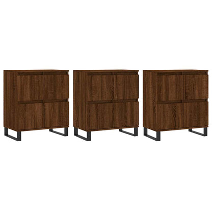 Credenze 3 pz Rovere Marrone in Legno Multistrato
