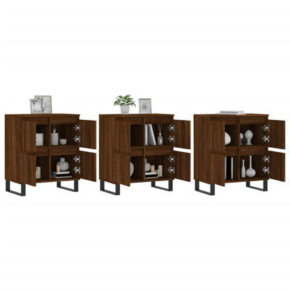 Credenze 3 pz Rovere Marrone in Legno Multistrato