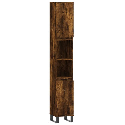Set Mobili da Bagno 3 pz Rovere Fumo in Legno Multistrato
