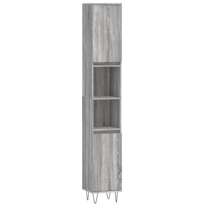Set Mobili da Bagno 3 pz Grigio Sonoma in Legno Multistrato