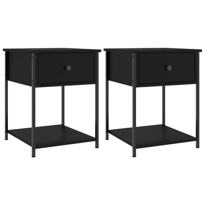 Comodini 2 pz Neri 44x45x58 cm in Legno Multistrato
