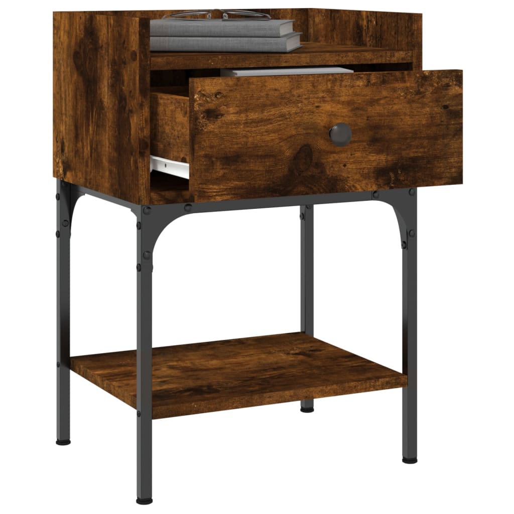 Comodini 2 pz Rovere Fumo 40,5x31x60 cm in Legno Multistrato