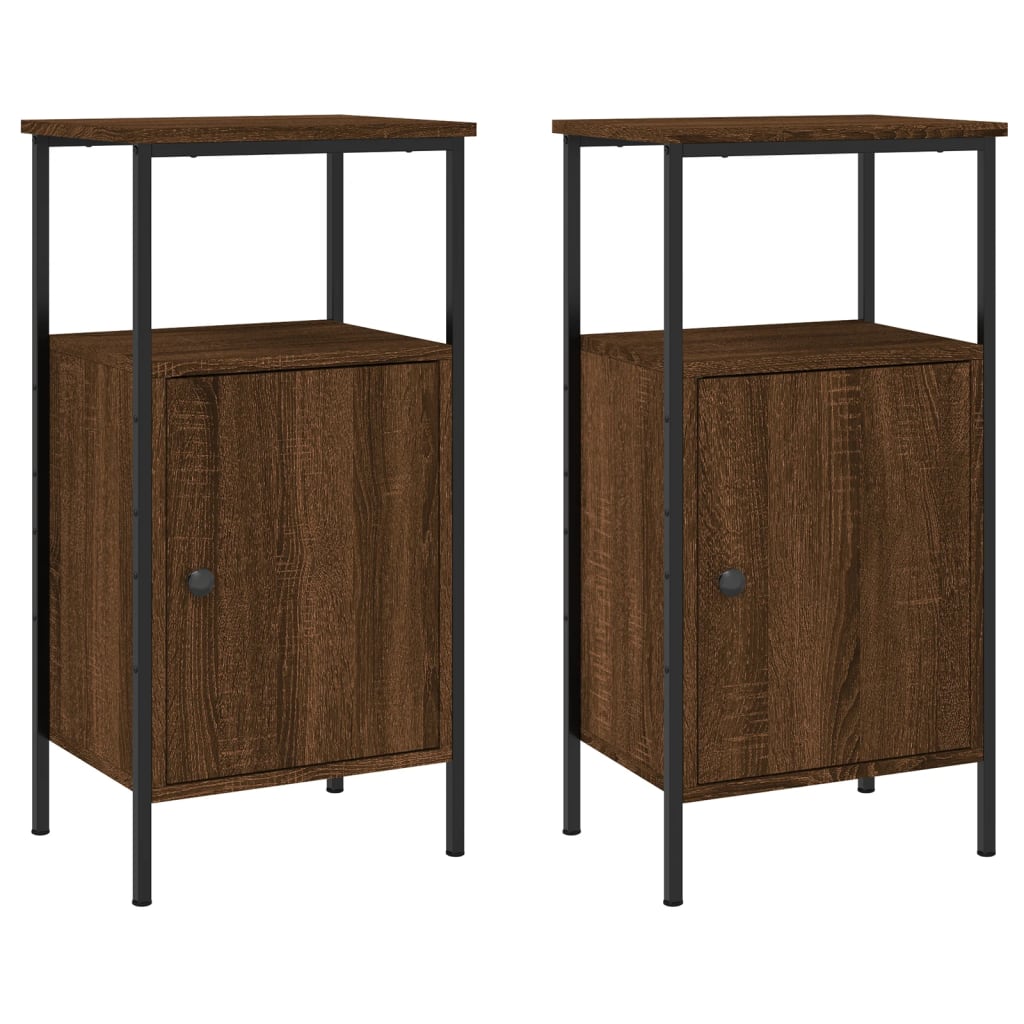 Comodini 2 pz Rovere Marrone 41x31x80 cm in Legno Multistrato