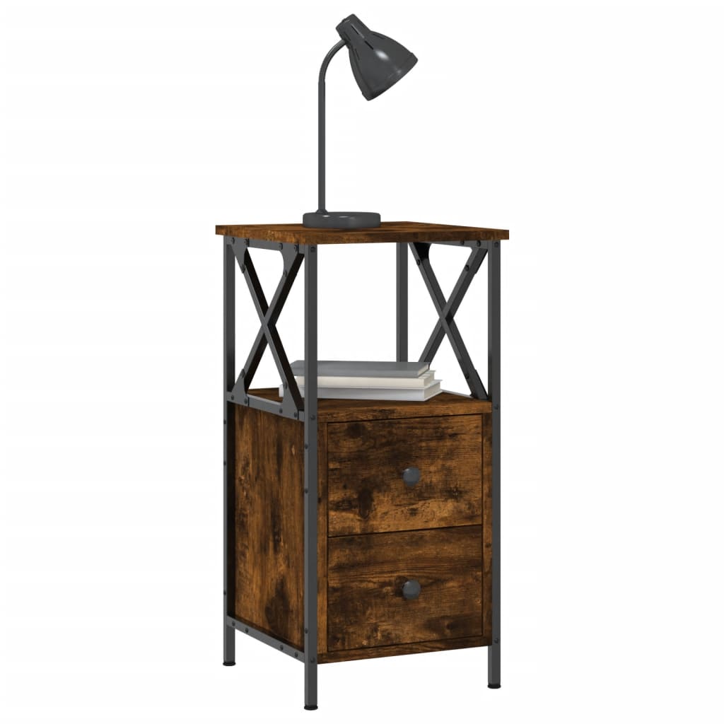 Comodini 2 pz Rovere Fumo 34x35,5x70 cm in Legno Multistrato