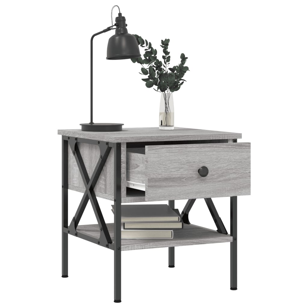 Comodini 2 pz Grigio Sonoma 40x42x45 cm in Legno Multistrato