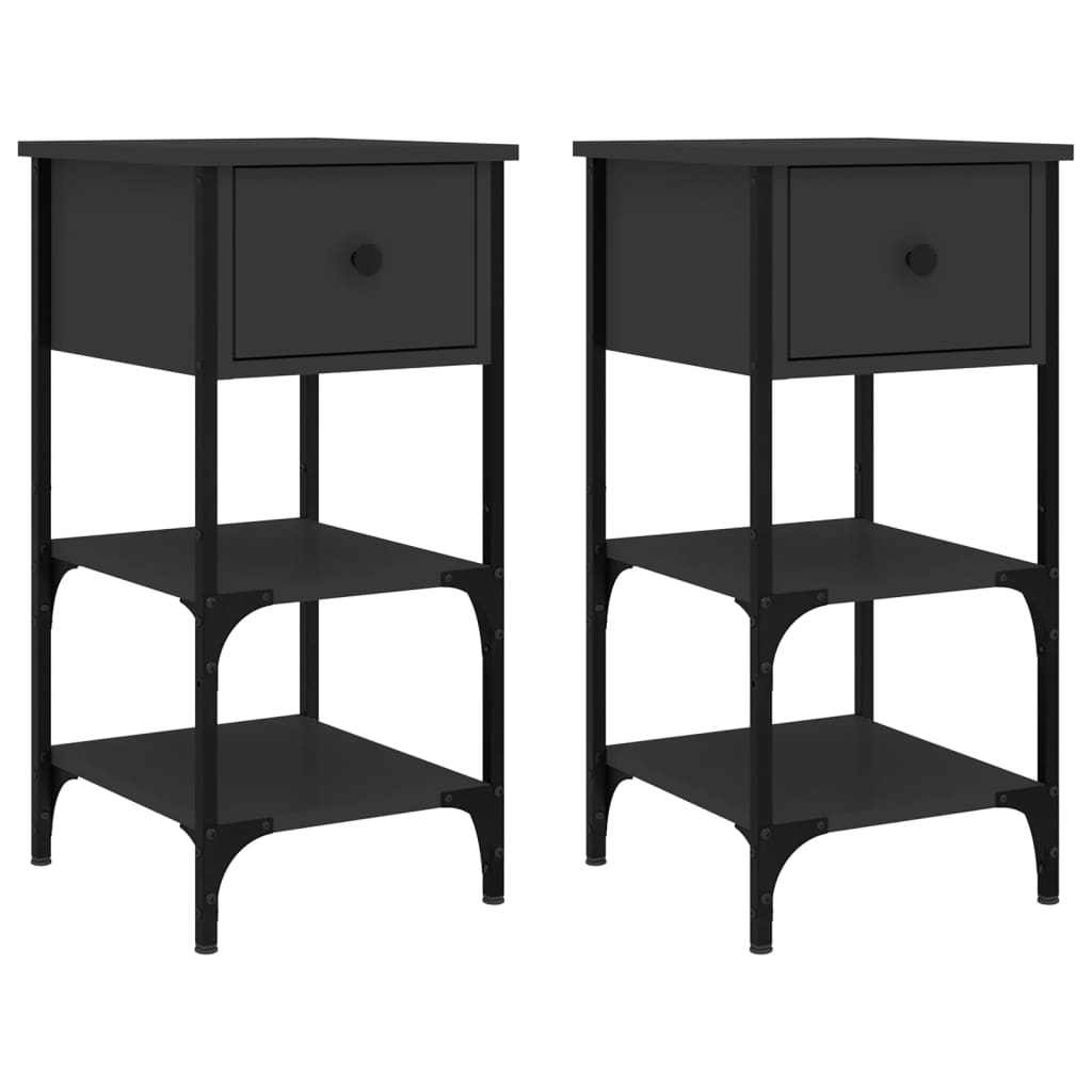 Comodini 2 pz Neri 34x36x70 cm in Legno Multistrato