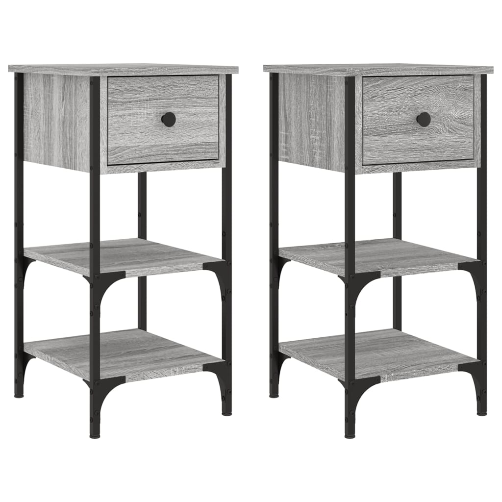 Comodini 2 pz Grigio Sonoma 34x36x70 cm in Legno Multistrato