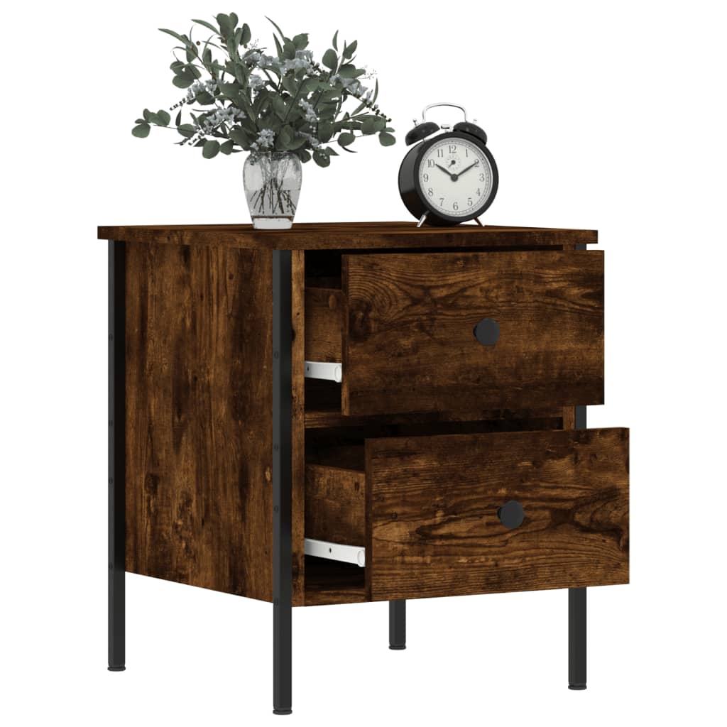 Comodini 2 pz Rovere Fumo 40x42x50 cm in Legno Multistrato