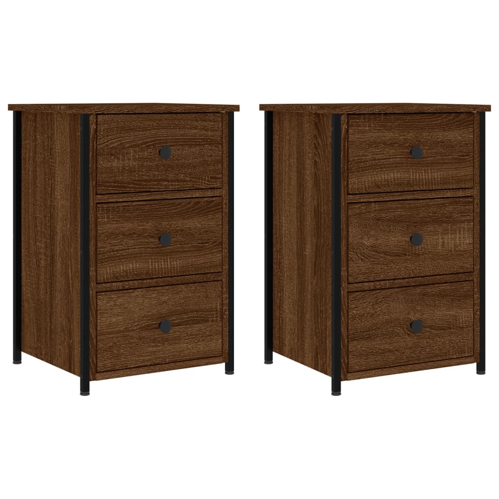 Comodini 2 pz Rovere Marrone 40x36x60 cm in Legno Multistrato