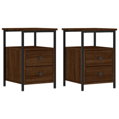 Comodini 2pz Rovere Marrone 34x35,5x50 cm in Legno Multistrato