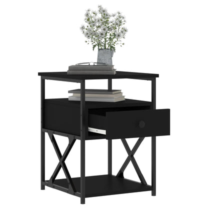 Comodini 2 pz Neri 40x42x55 cm in Legno Multistrato