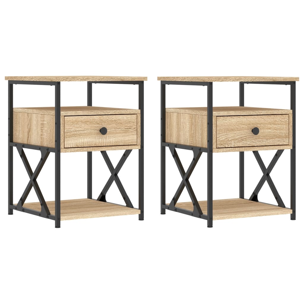 Comodini 2 pz Rovere Sonoma 40x42x55 cm in Legno Multistrato