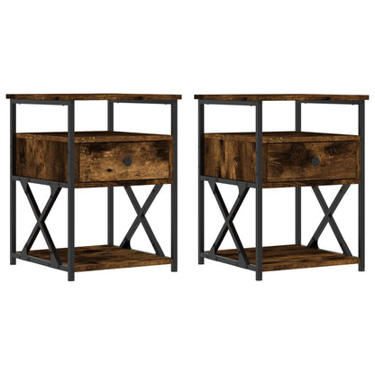 Comodini 2 pz Rovere Fumo 40x42x55 cm in Legno Multistrato