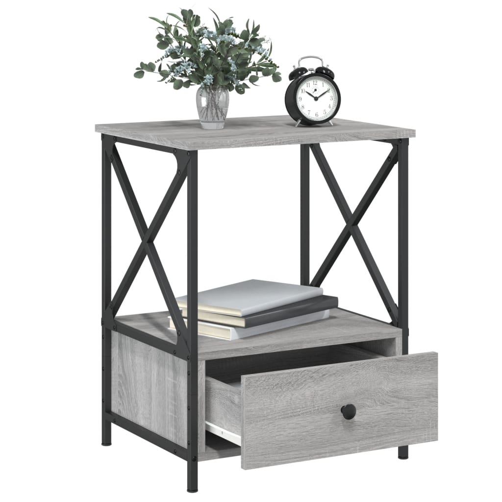 Comodini 2 pz Grigio Sonoma 50x41x65 cm in Legno Multistrato