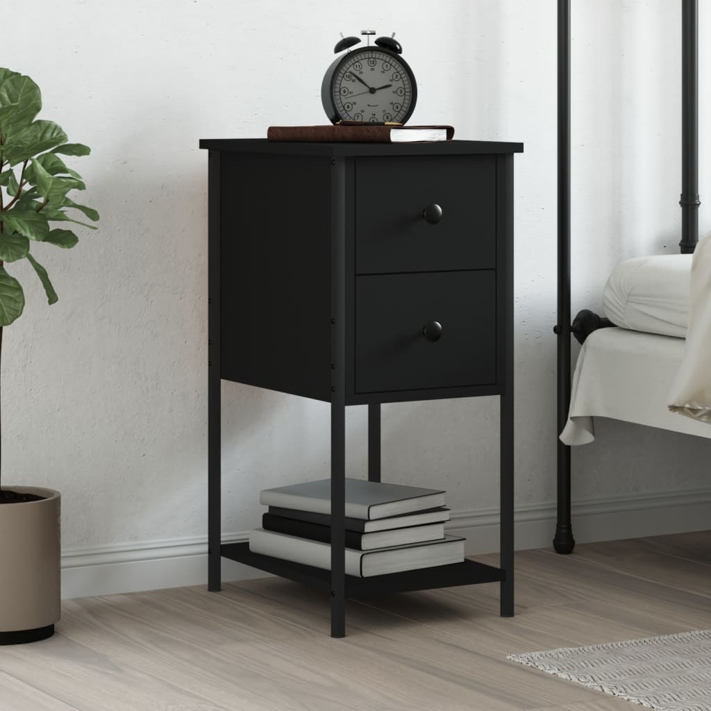 Comodino Nero 32x42x70 cm in Legno Multistrato