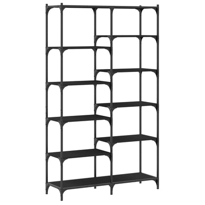 Libreria Nera 100x32x170 cm in Legno Multistrato e Ferro