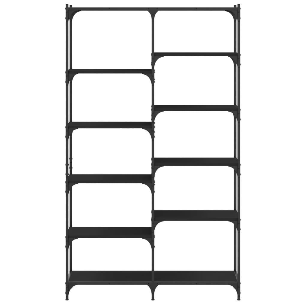 Libreria Nera 100x32x170 cm in Legno Multistrato e Ferro