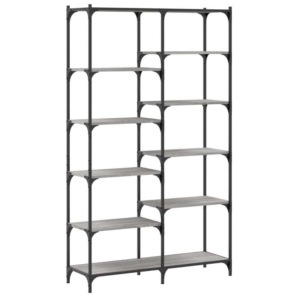 Libreria Grigio Sonoma 100x32x170 cm Legno Multistrato e Ferro